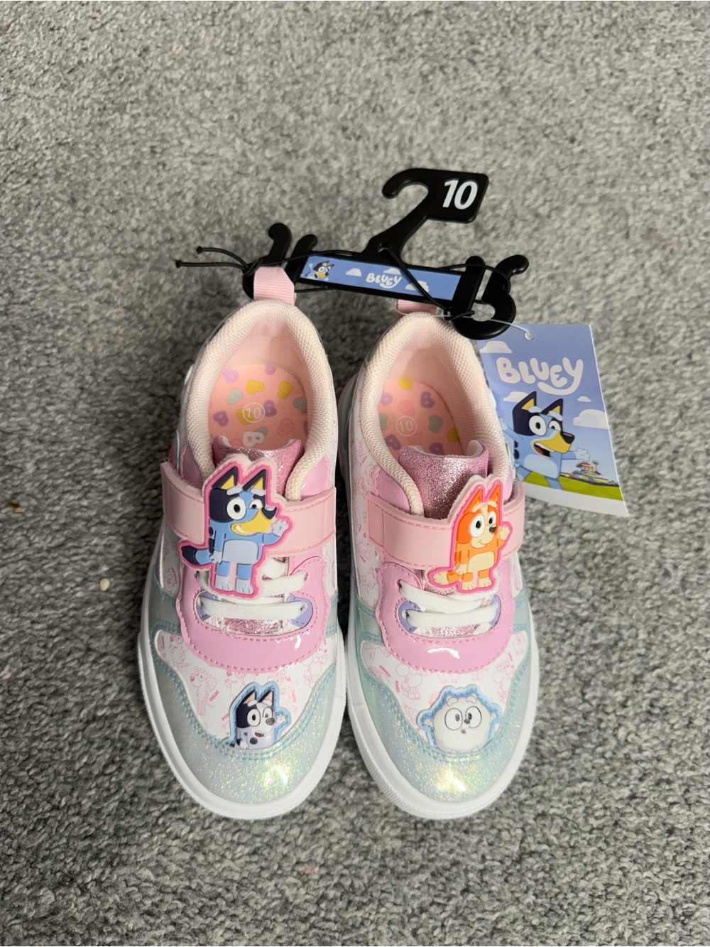 Kids' Bluey Pink Light-Up Sneakers with Character Accents - Size 10